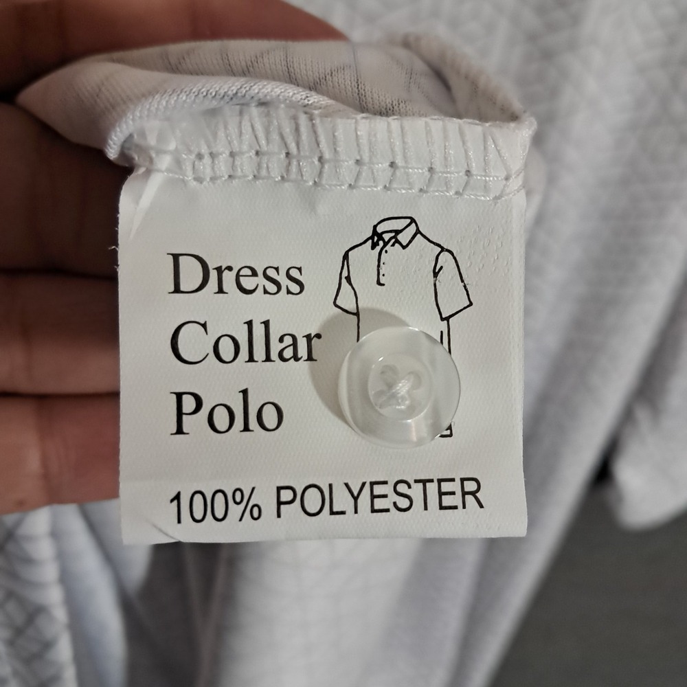 Collars & Co Mens Semi Spread Collar Polo Shirt XL White Geometric Short‎ Sleeve - Picture 12 of 15
